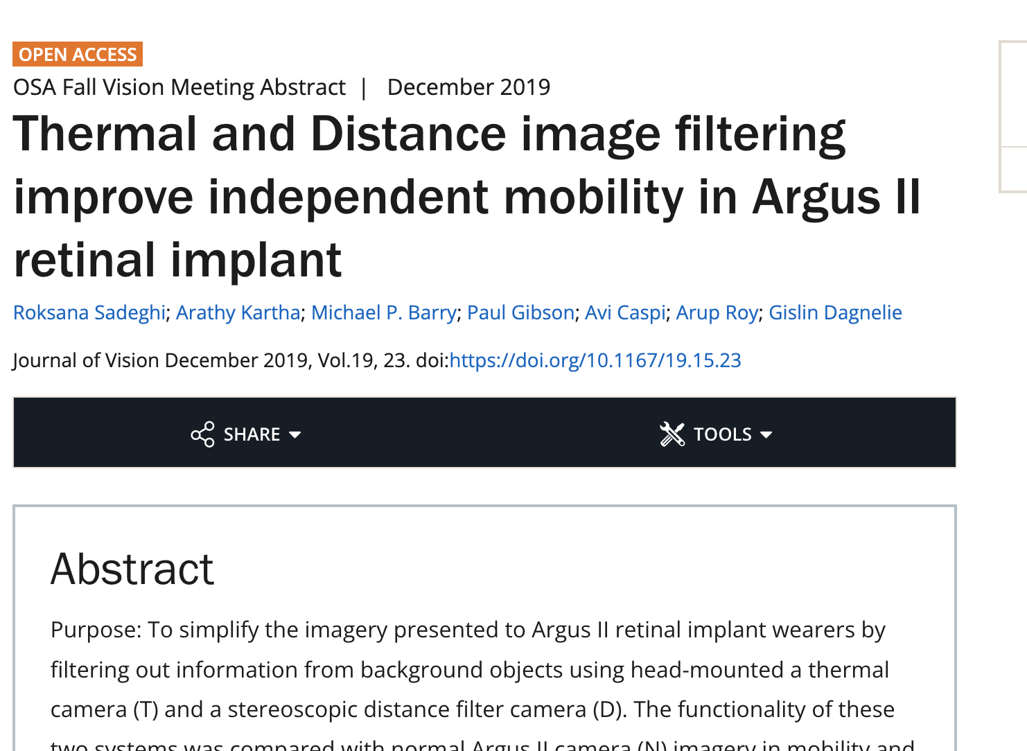 Thermal and Distance image filtering improve independent mobility in Argus II retinal implant